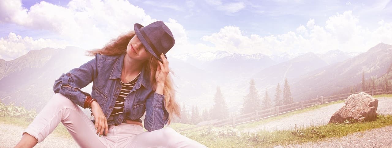 Woman resting while hiking