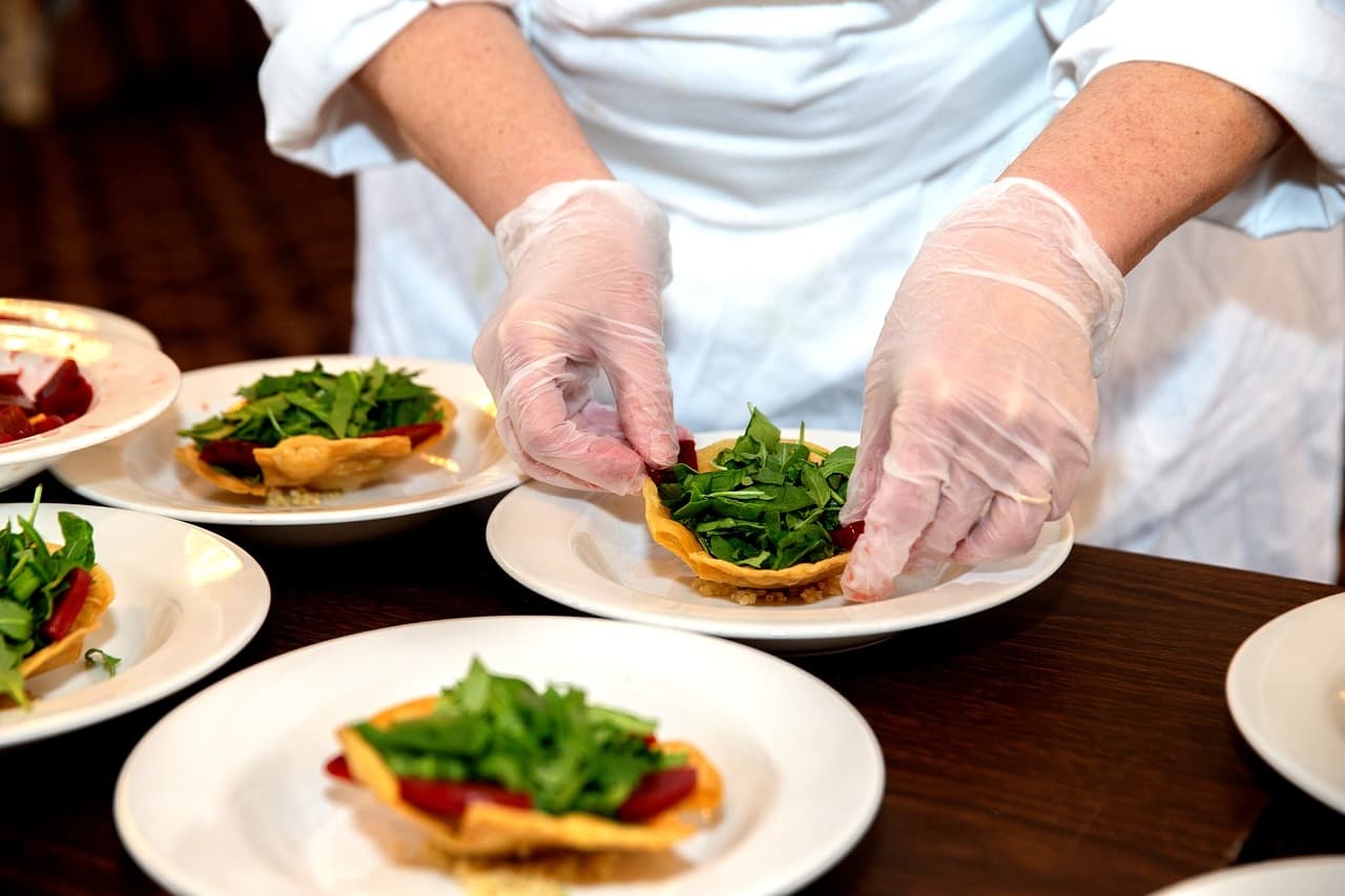 Restaurant chef with gloves