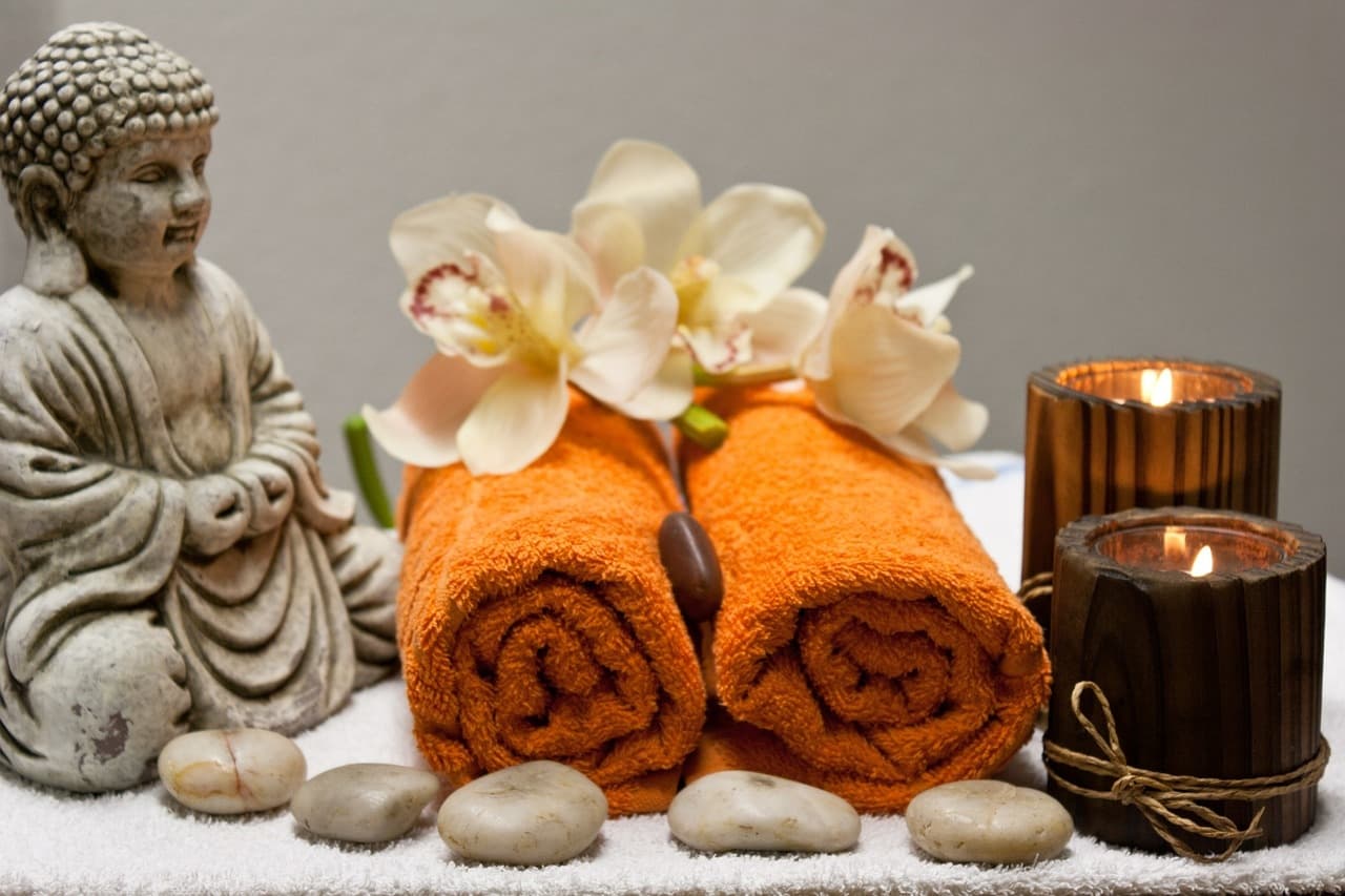 Spa towels with Buddha