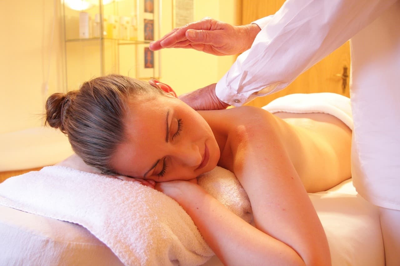 Woman getting massage at spa