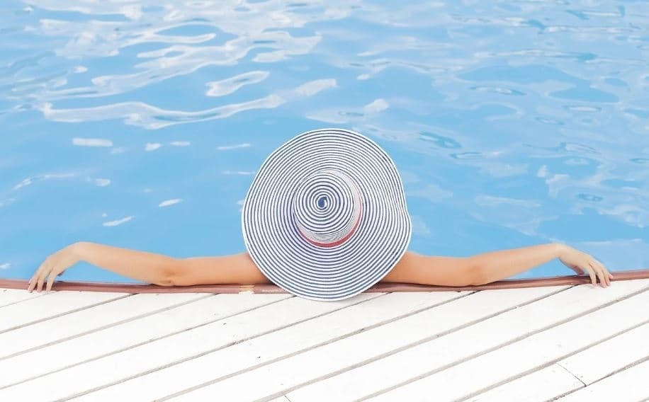 Woman relaxing in pool