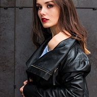 Scottsdale woman black leather jacket