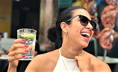 woman drinking lemon water