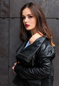 Scottsdale woman black leather jacket