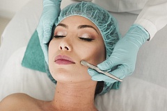 Woman undergoing cosmetic surgery