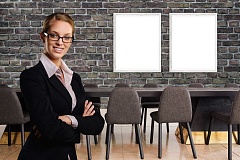 Professional woman and white boards