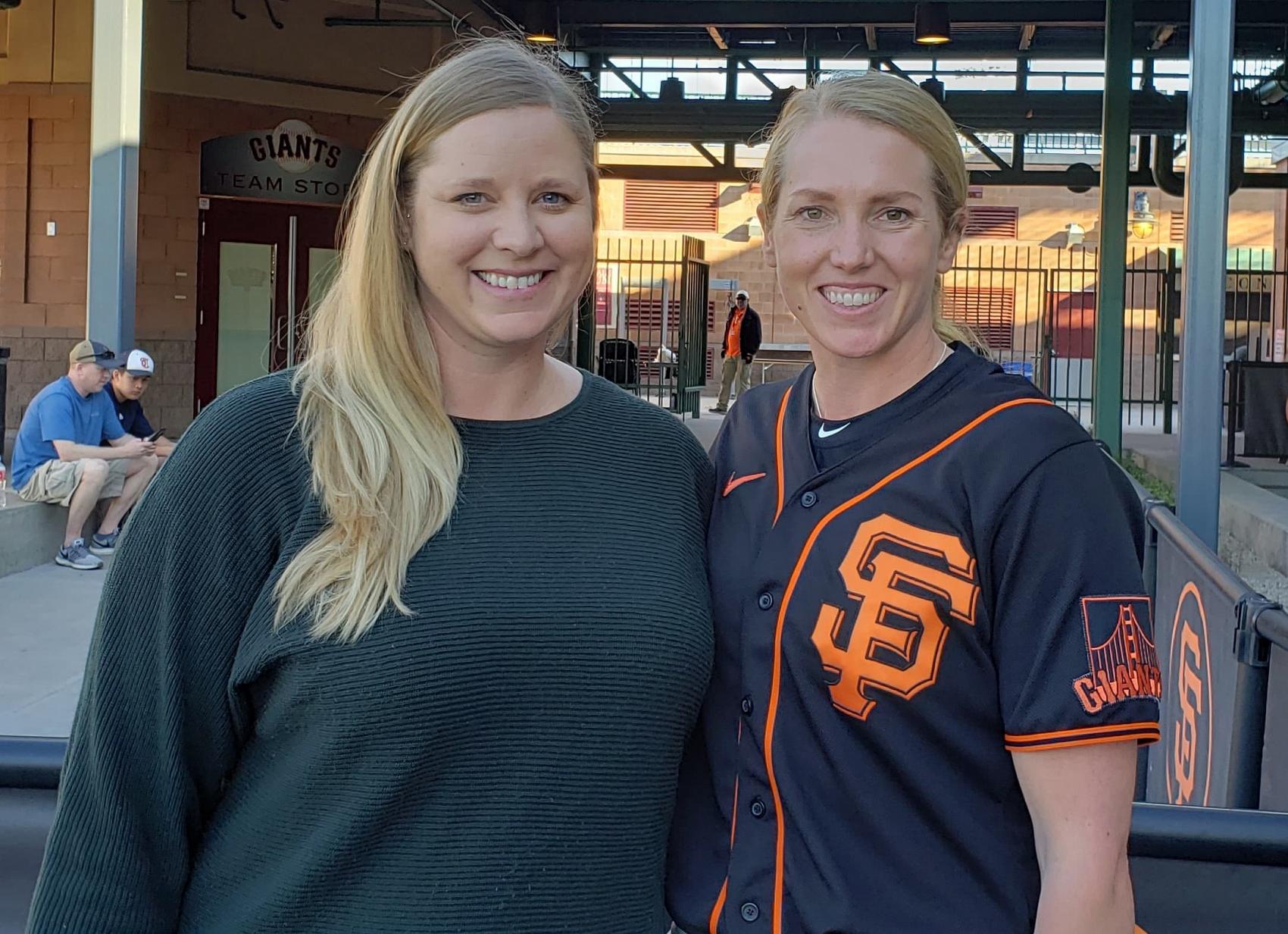 Stephanie Tippett and SF Giants coach Erin Barry